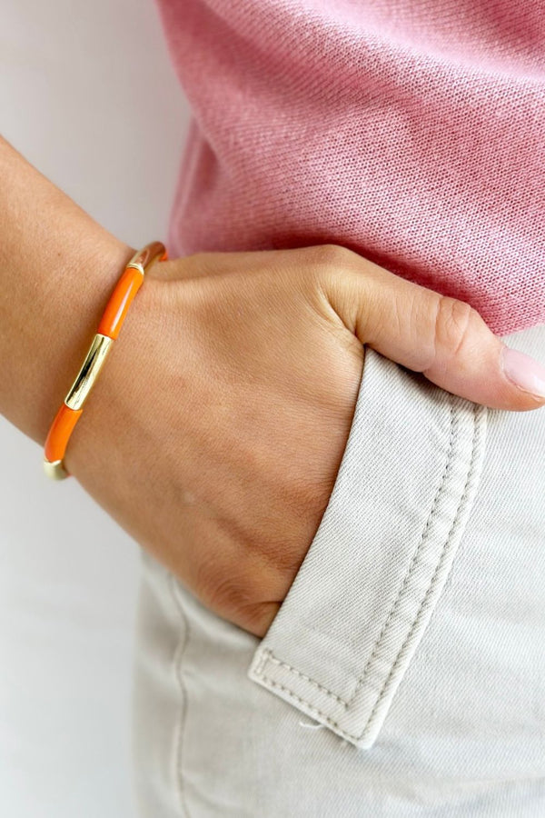 Tube Bracelet Solid |Gold & Orange