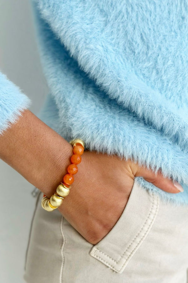 Glamour Puss bracelet | Gold and Orange Camellia