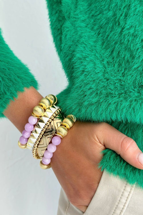 Glamour Puss bracelet | Gold and Light Purple Labradorite