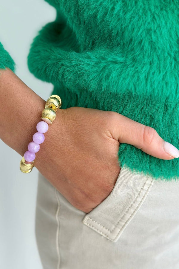 Glamour Puss bracelet | Gold and Light Purple Labradorite