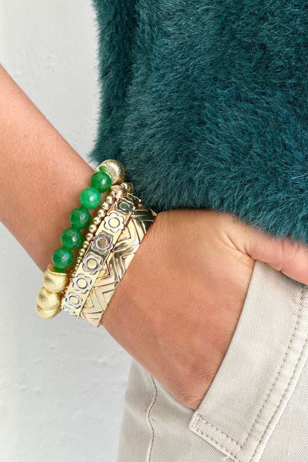 Glamour Puss bracelet | Gold and Amazonite