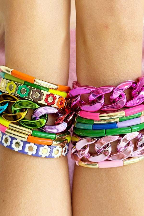 Daisy chain bracelet | Purple, White & Gold