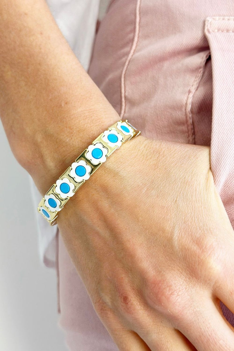 *NEW Daisy chain bracelet - gold/white/blue