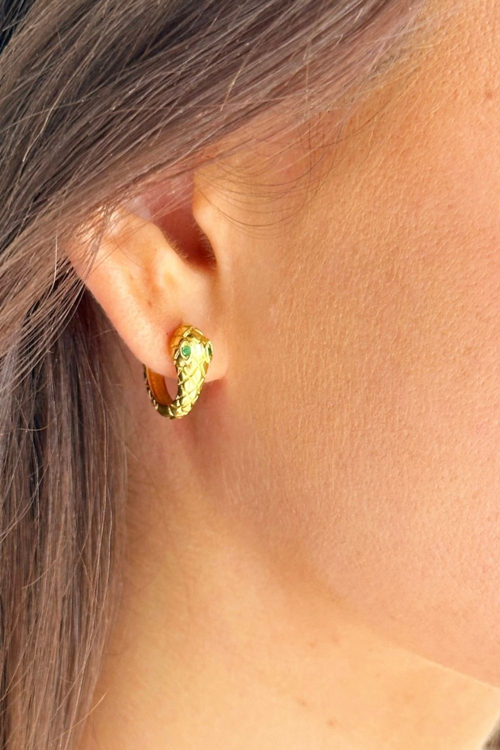 Gold snake hoop earrings discount