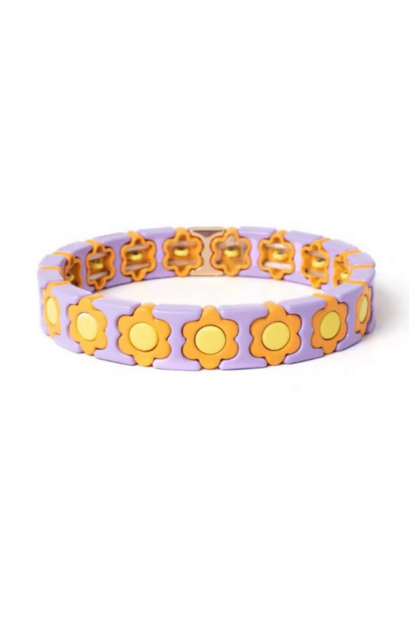 Daisy chain bracelet  | Purple, Orange & Yellow
