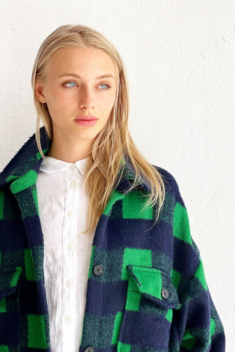 MORRISON JACKET - GREEN AND NAVY CHECK