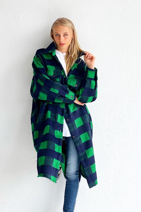 MORRISON JACKET - GREEN AND NAVY CHECK