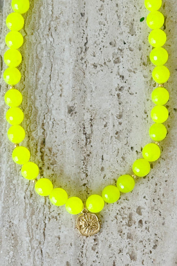 Faceted Neon Yellow Jade Necklace