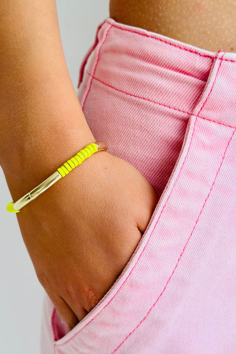 Tube Bracelet Neon Yellow | Gold