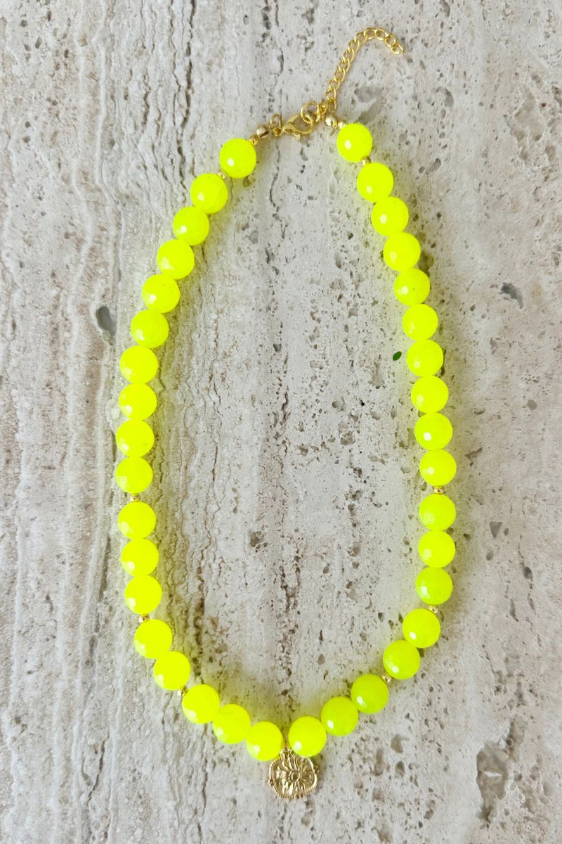 Faceted Neon Yellow Jade Necklace