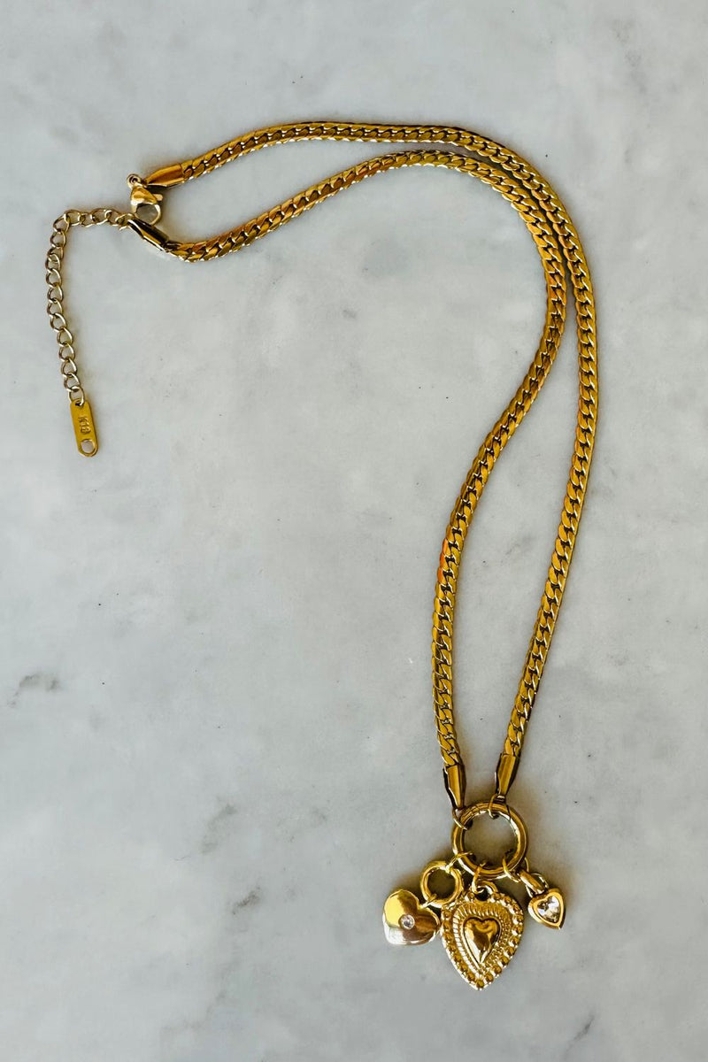 Triple Heart Charm Necklace – moskmelbourne
