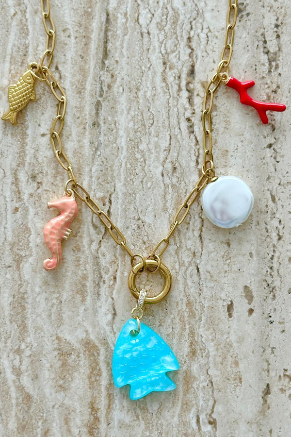 Aqua Marine Charm Necklace