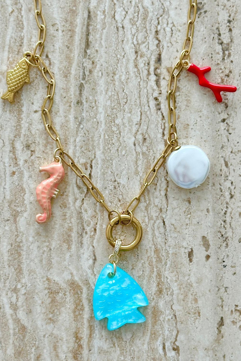 Aqua Marine Charm Necklace