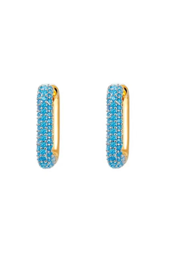 Square Gold Hoops with Turquoise