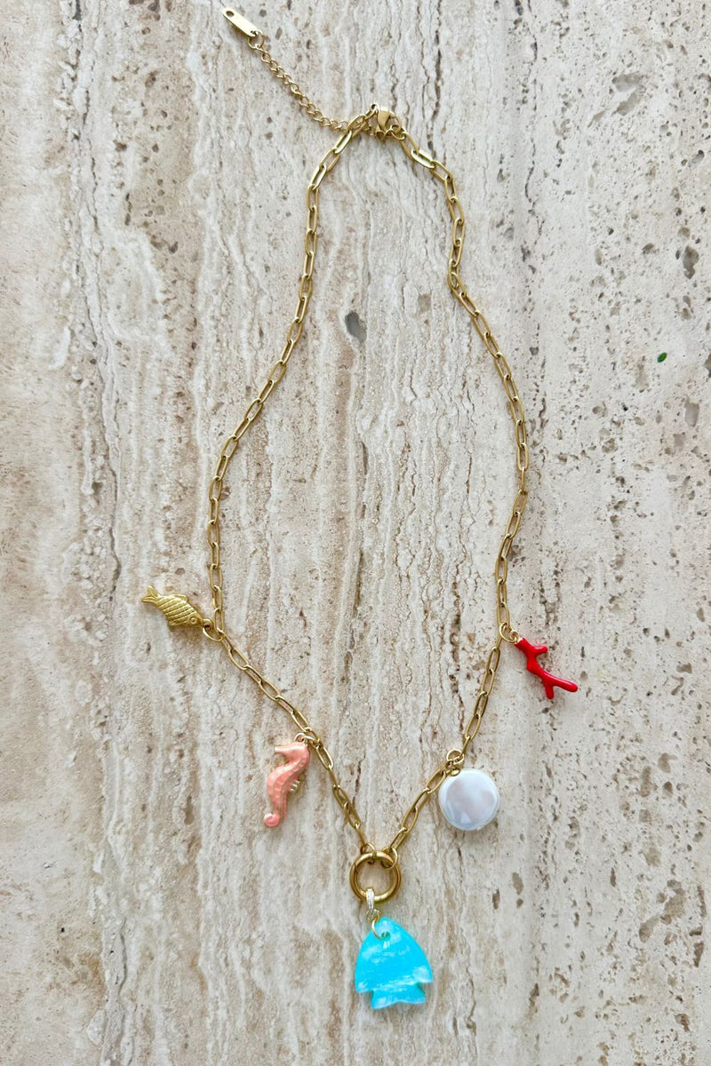 Aqua Marine Charm Necklace