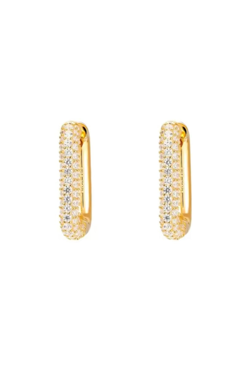 Square Gold Hoops with Clear