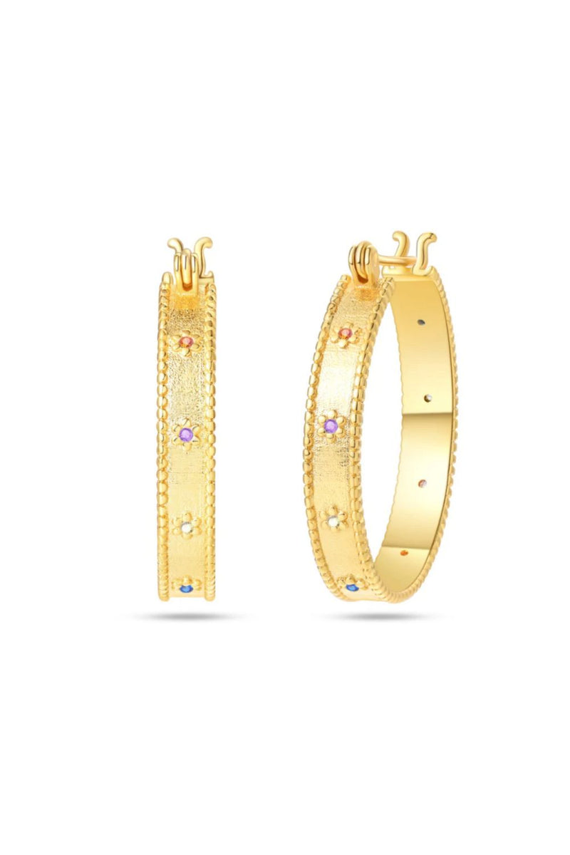 Gold hoops - Coloured stones