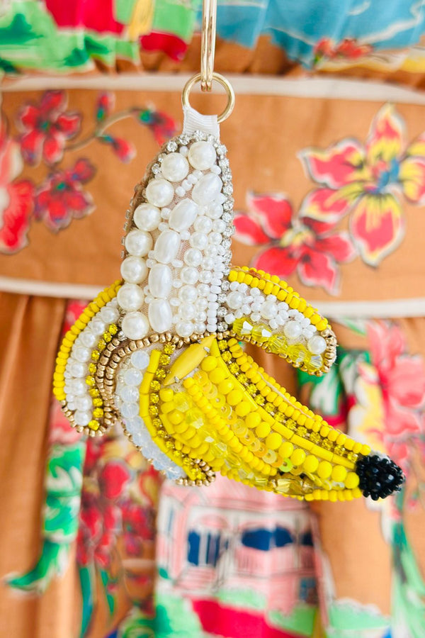 Pearly Banana Side Key Ring/Bag Charm