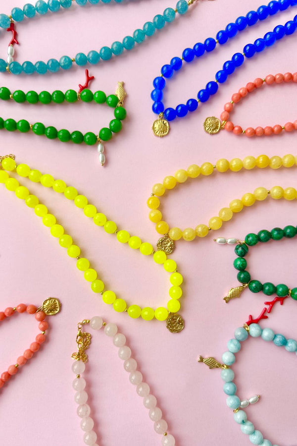 Faceted Neon Yellow Jade Necklace