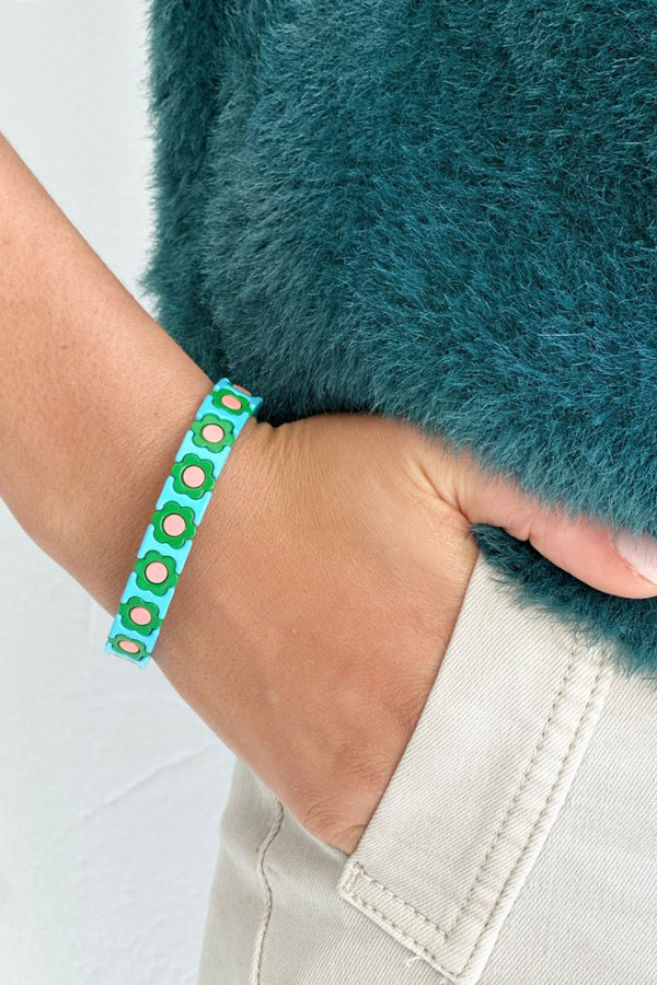 Daisy chain bracelet | Blue, Green & Peach