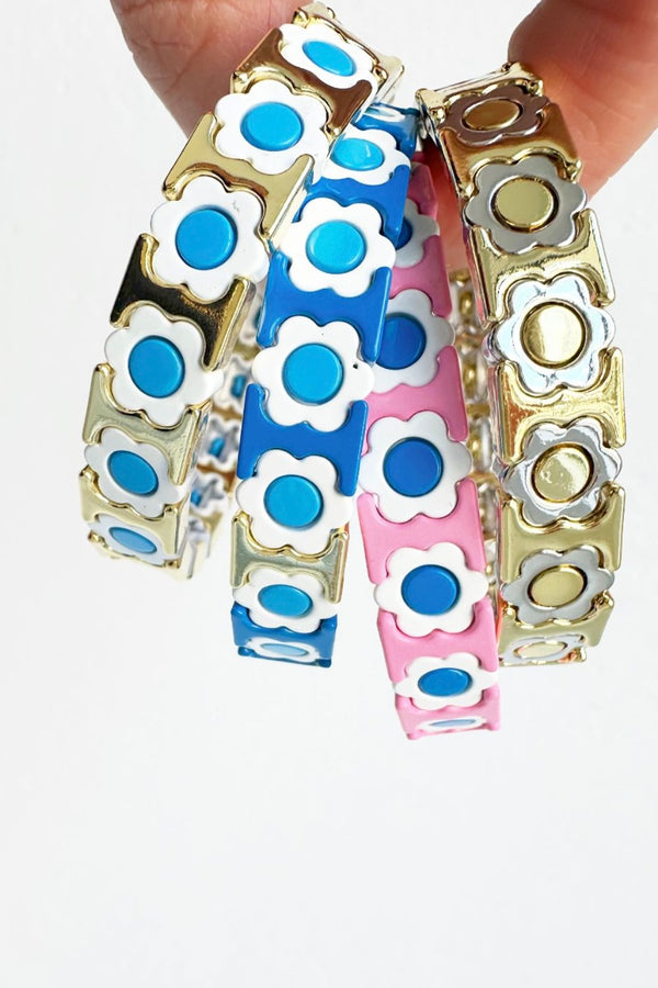 *NEW Daisy chain bracelet - gold/white/blue