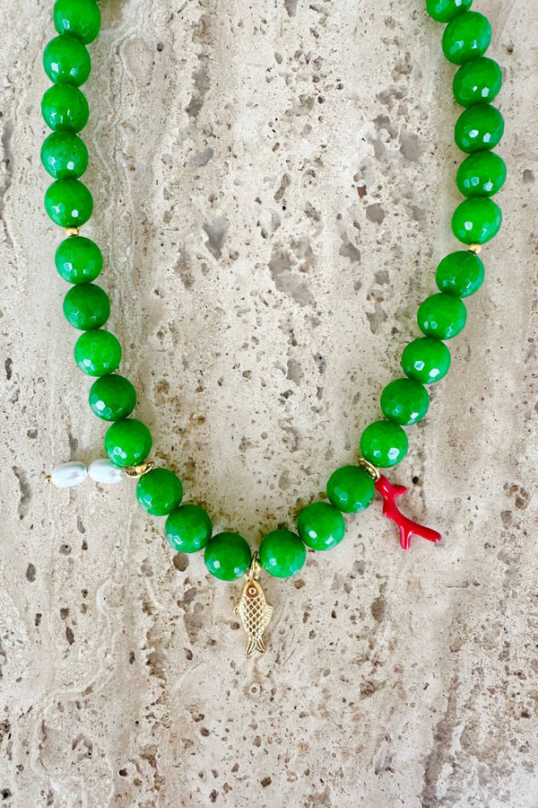 Faceted Green Jade Necklace