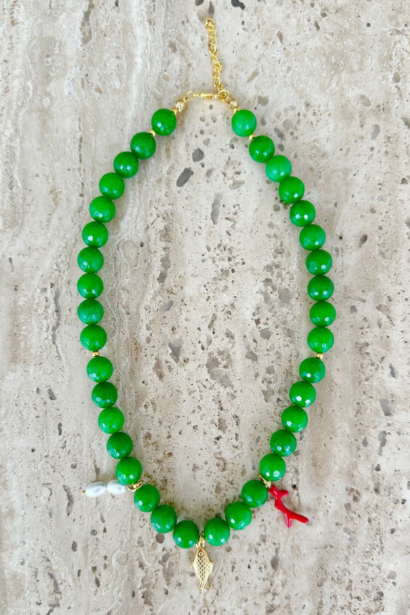 Faceted Green Jade Necklace