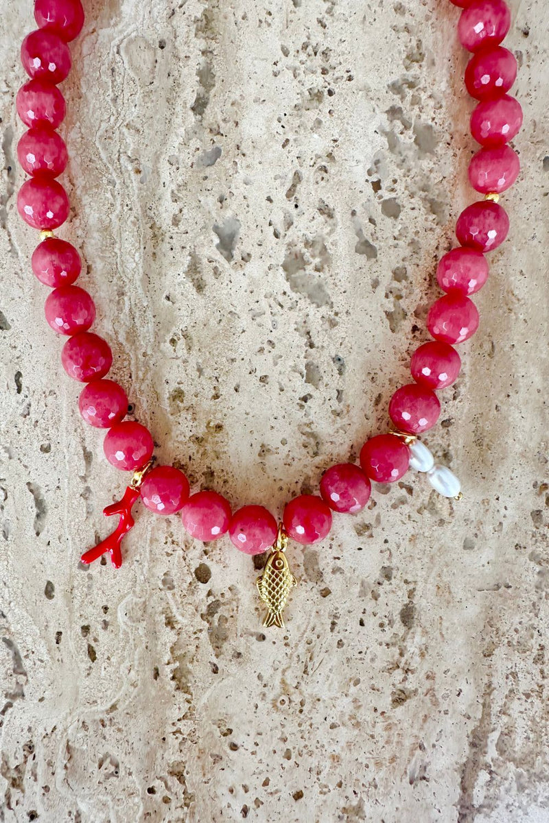 Faceted Strawberry Jade Necklace