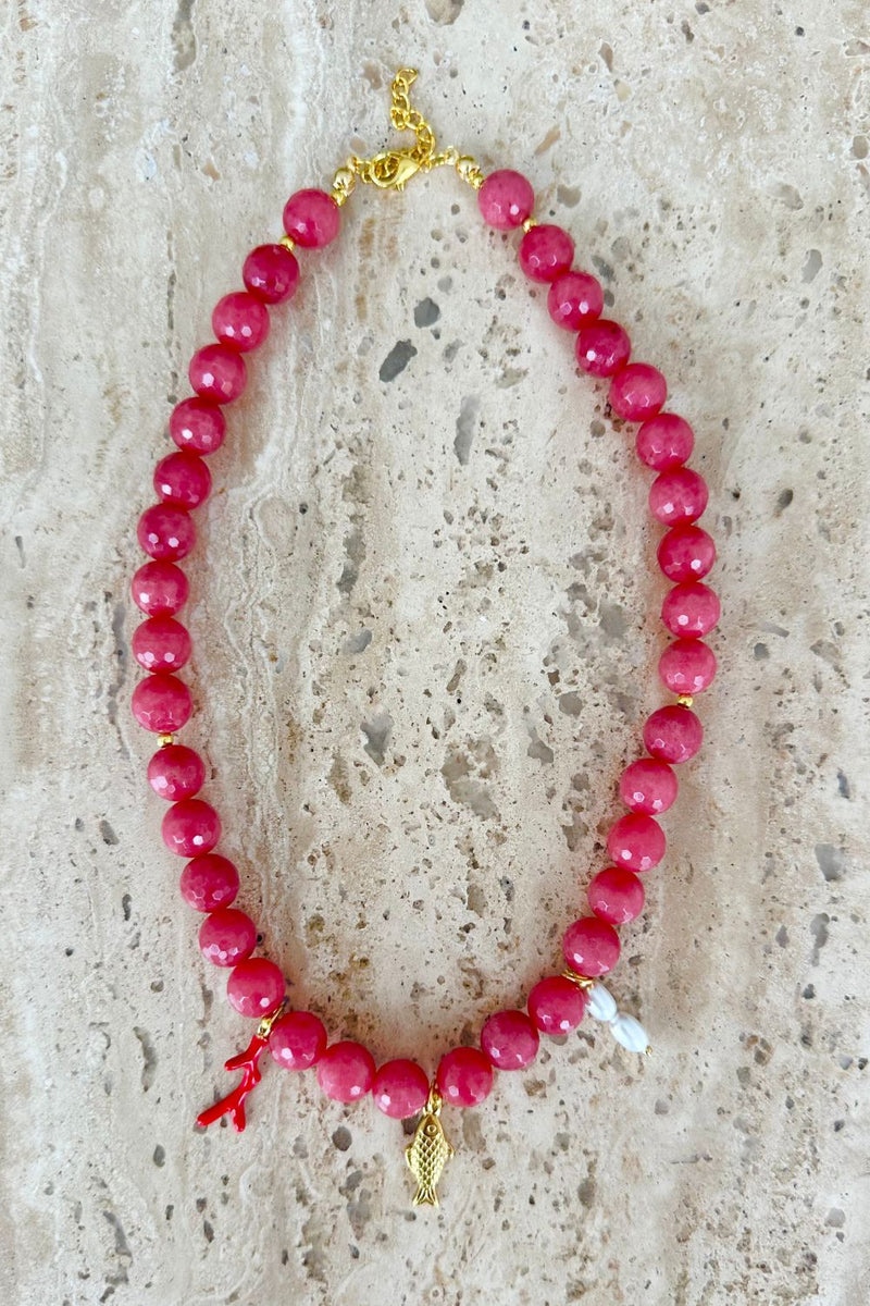 Faceted Strawberry Jade Necklace