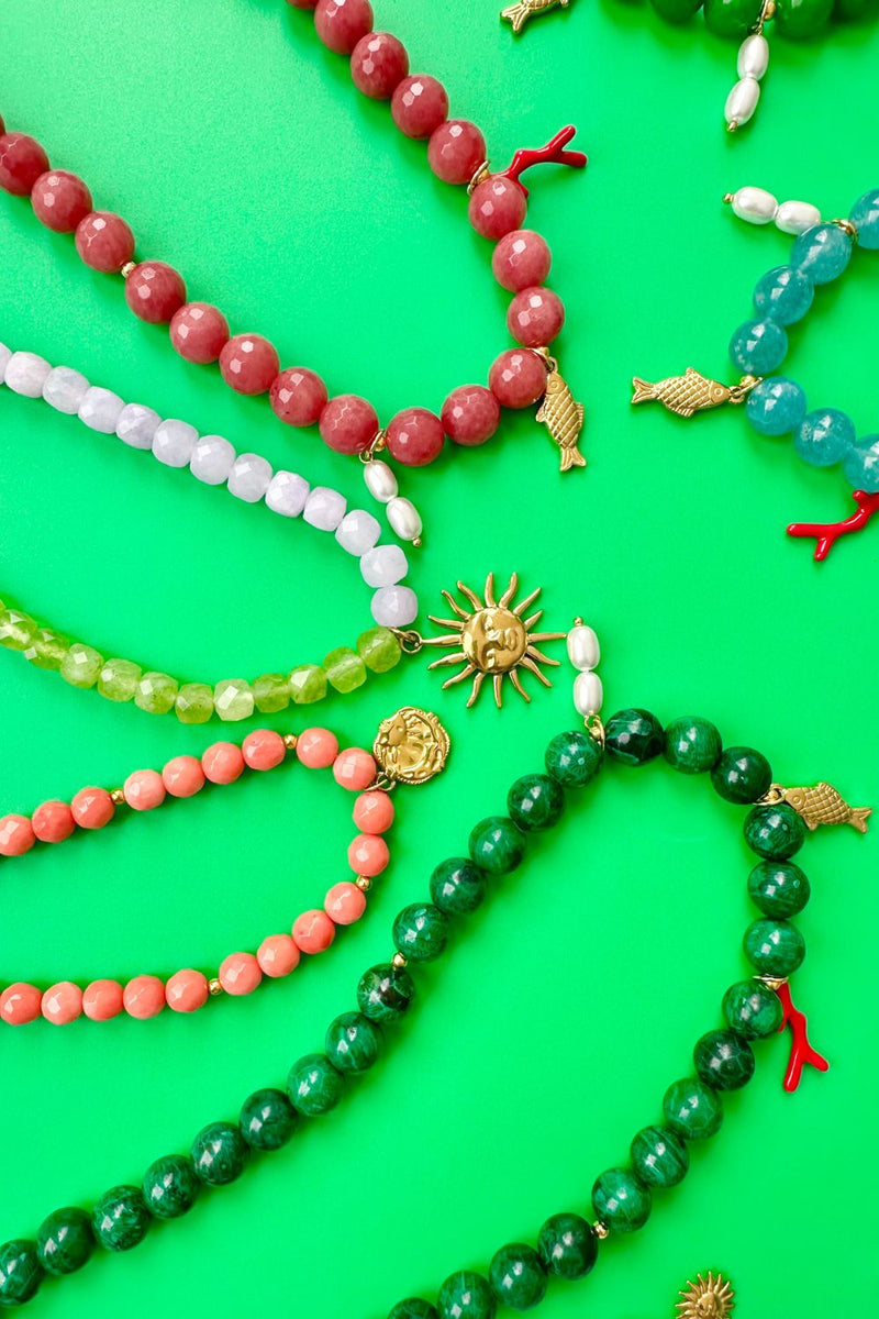 Green Dyed Coral Necklace