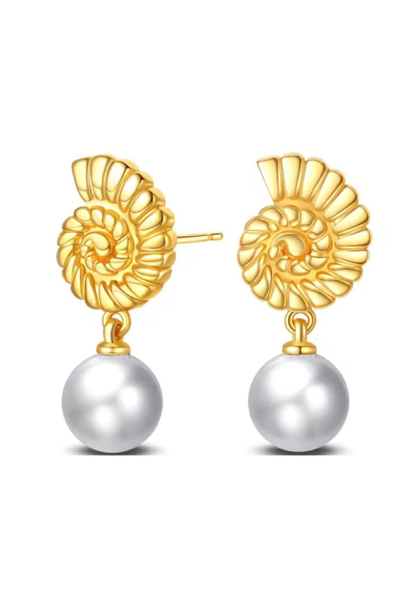 Conch Shell Pearl earrings