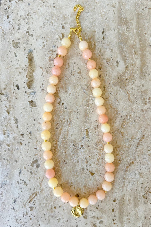 Faceted Peach Jade Necklace