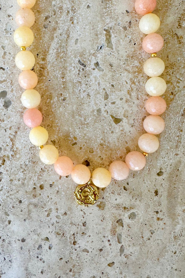 Faceted Peach Jade Necklace