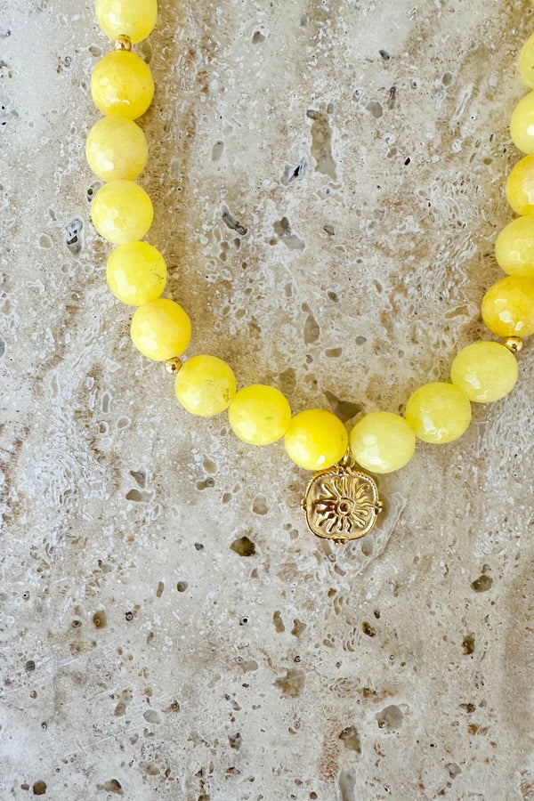 Faceted Yellow Jade Necklace