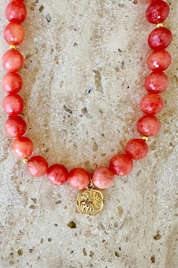 Faceted Orange Jade Necklace