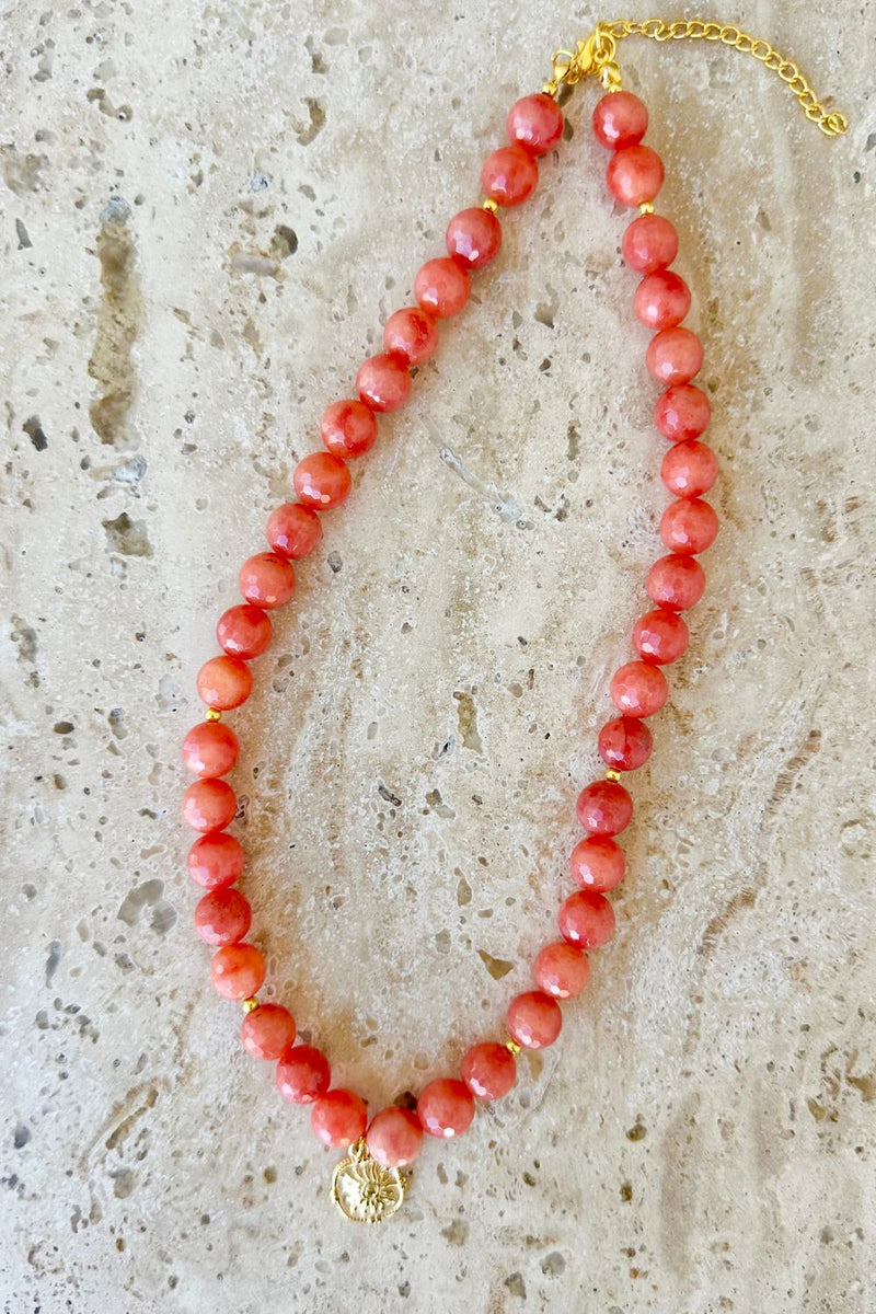 Faceted Orange Jade Necklace