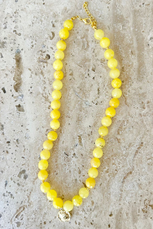 Faceted Yellow Jade Necklace