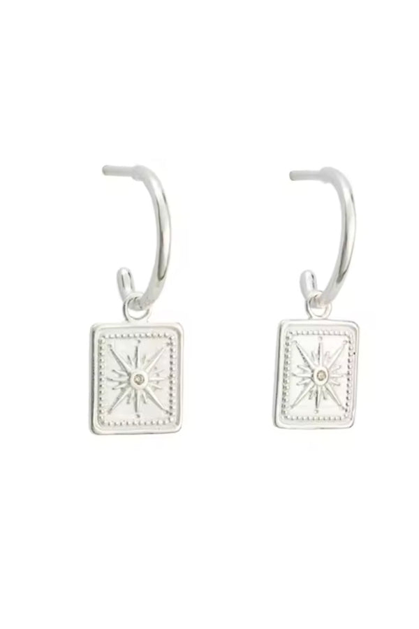 Sun Dial Hoops Silver