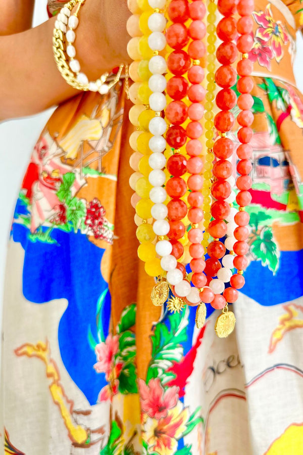 Faceted Orange Jade Necklace