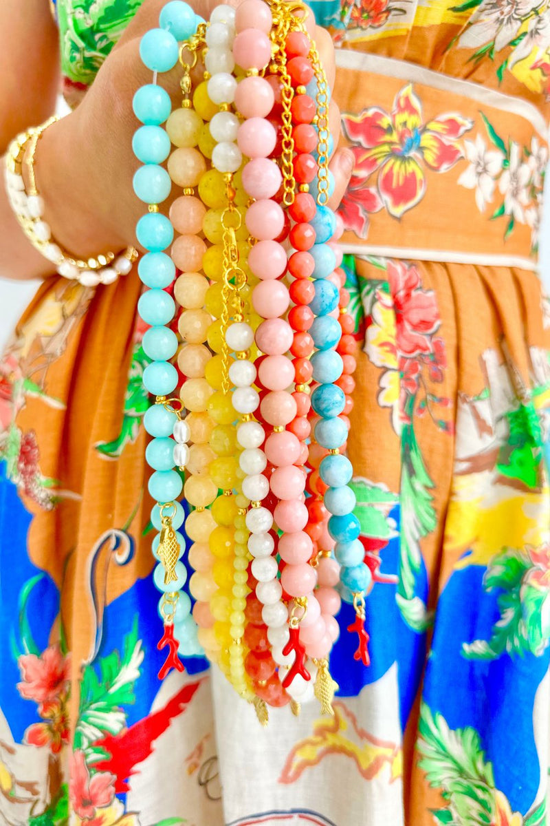 Faceted Peach Jade Necklace