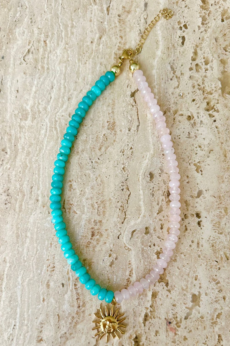 SUNNY JADE & PINK GEM NECKLACE