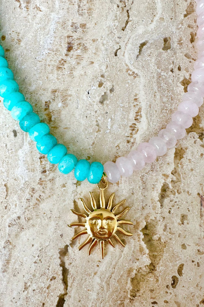 SUNNY JADE & PINK GEM NECKLACE