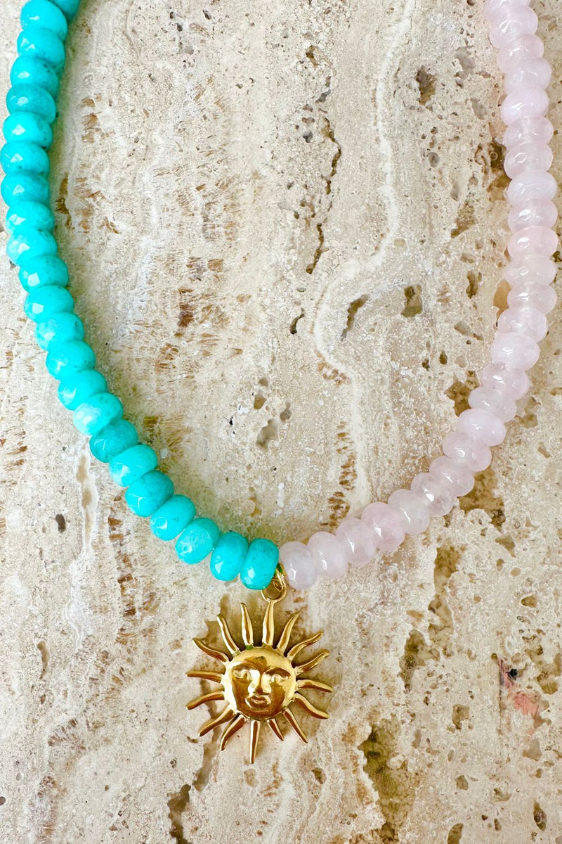 SUNNY JADE & PINK GEM NECKLACE