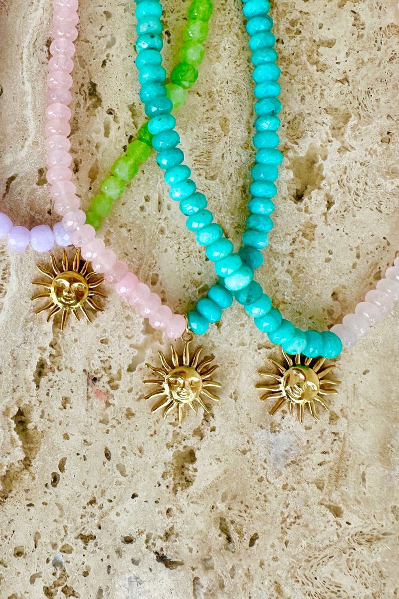 SUNNY JADE & PINK GEM NECKLACE