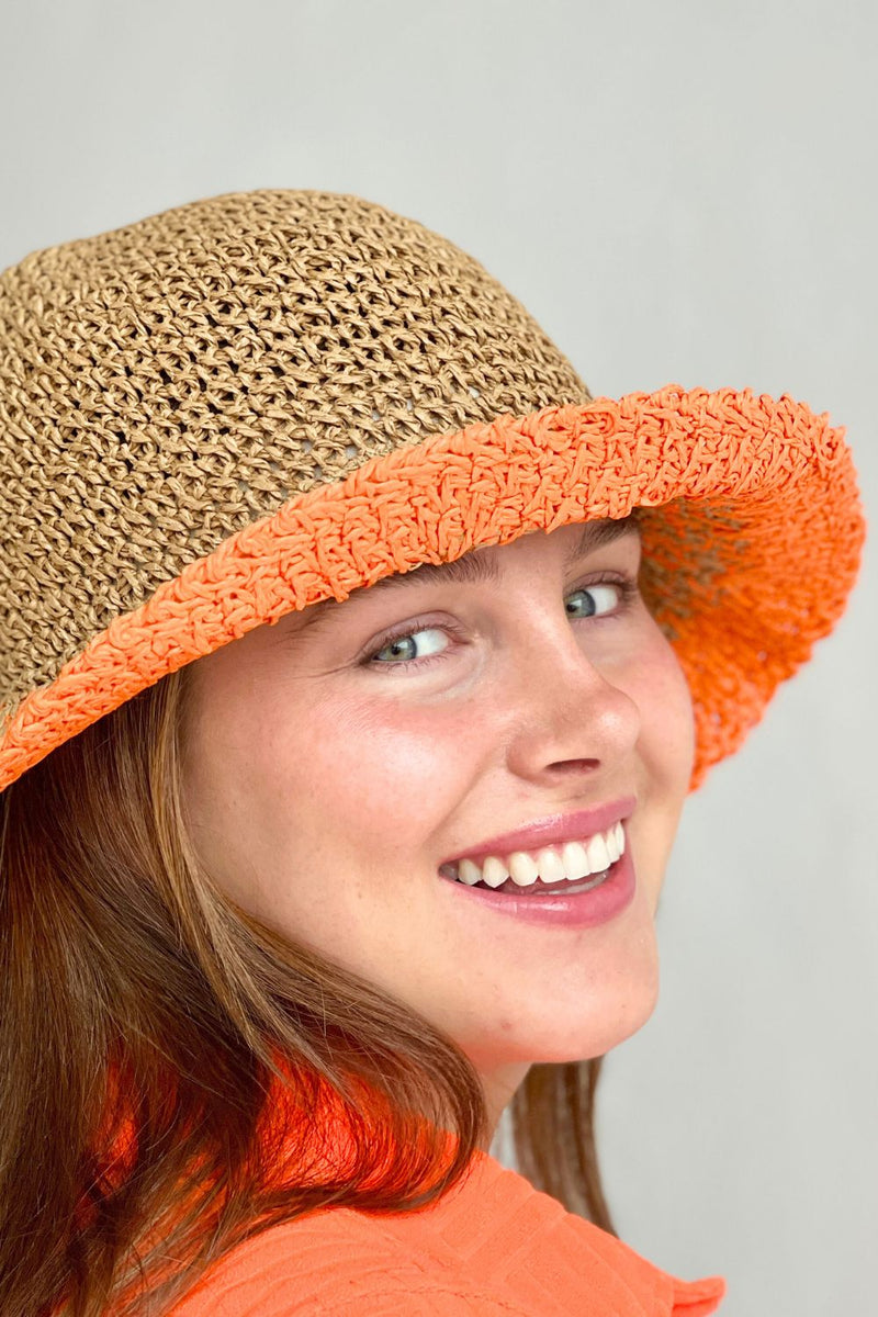 Crochet Bucket Hat - Orange