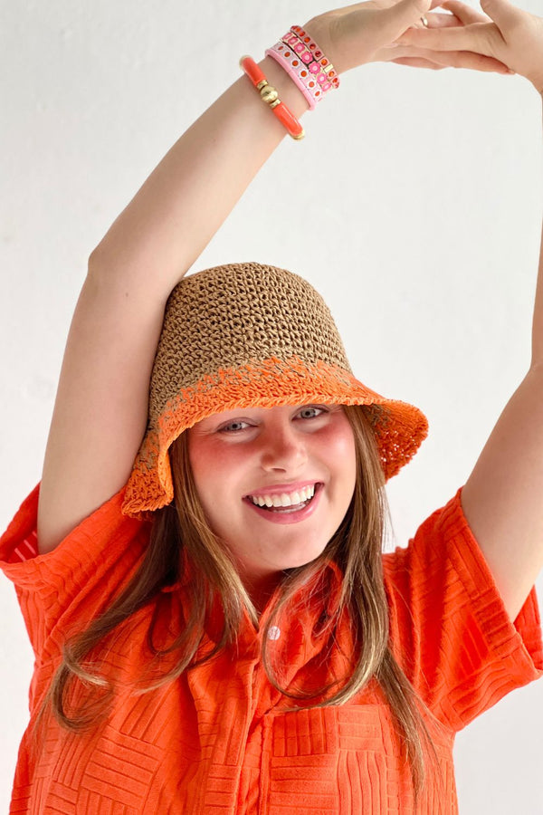 Crochet Bucket Hat - Orange