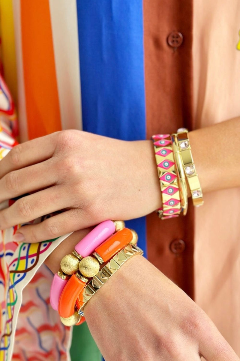 CHUNKY PINK AND GOLD BRACELET