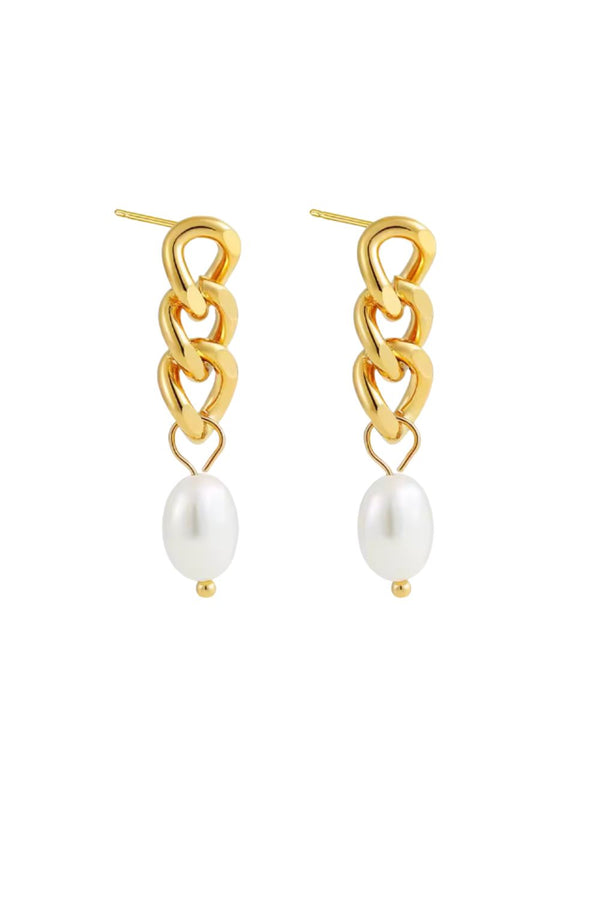 Chain and Pearl Earrings