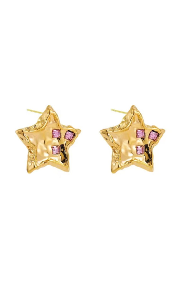 CHUNKY GOLD STAR STUDS