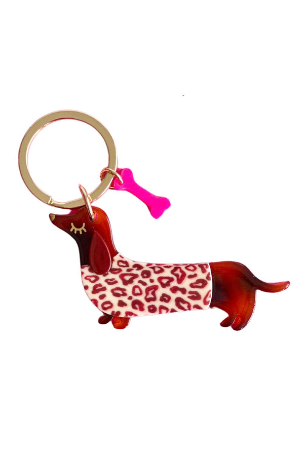 Sausage Dog and Bone - Leopard Print